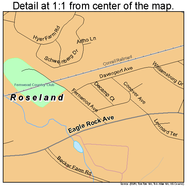 Roseland, New Jersey road map detail
