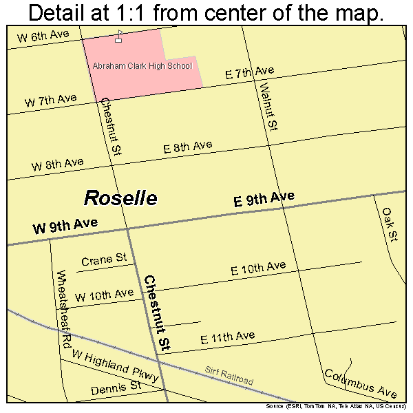 Roselle, New Jersey road map detail