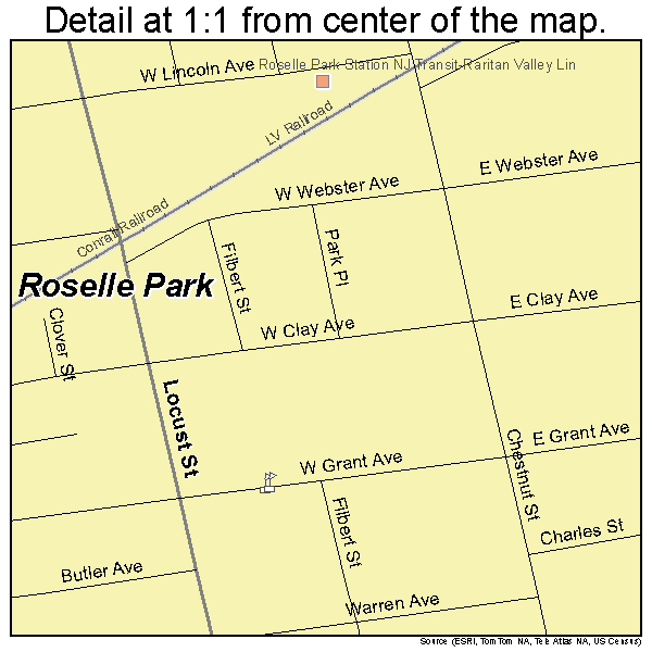 Roselle Park, New Jersey road map detail