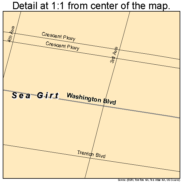 Sea Girt, New Jersey road map detail