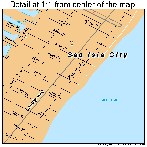 Sea Isle City, New Jersey road map detail