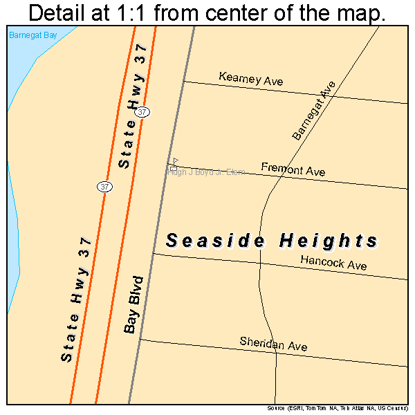 Seaside Heights, New Jersey road map detail