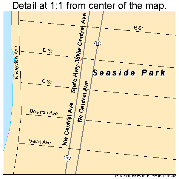 Seaside Park, New Jersey road map detail