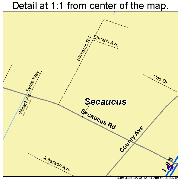Secaucus, New Jersey road map detail