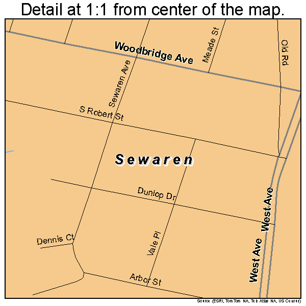 Sewaren, New Jersey road map detail