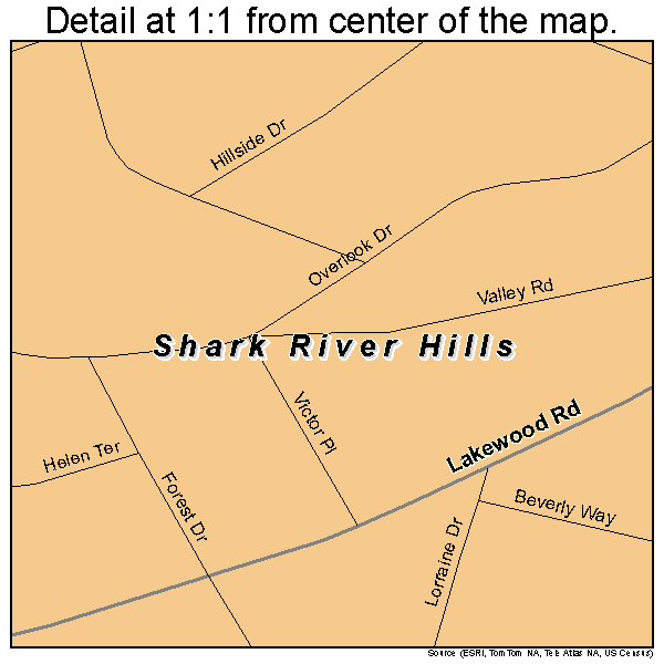 Shark River Hills, New Jersey road map detail