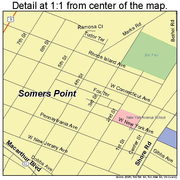 Somers Point, New Jersey road map detail