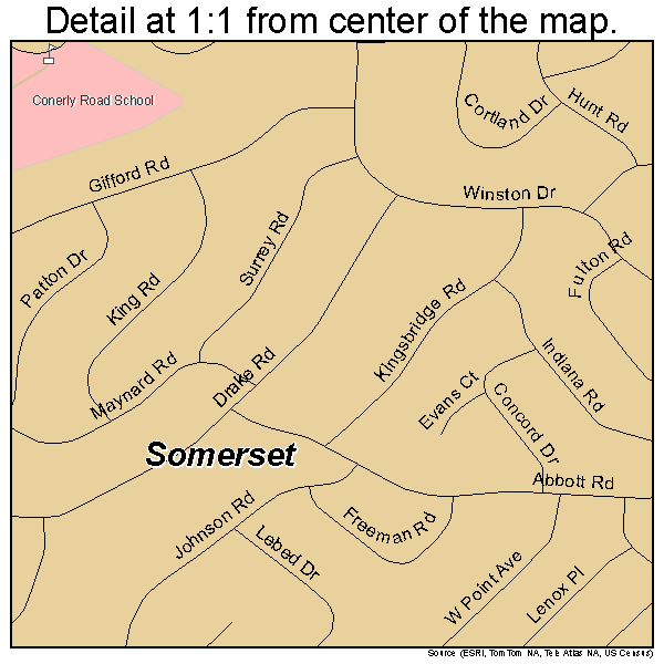 Somerset, New Jersey road map detail