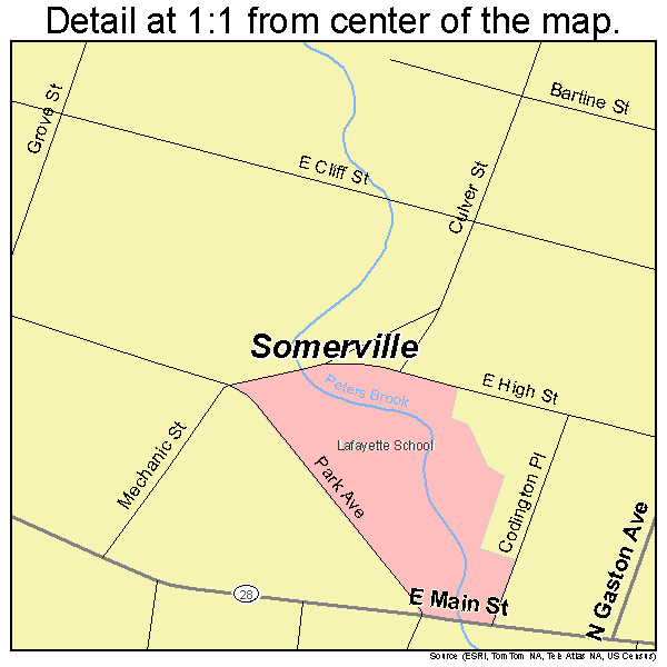 Somerville, New Jersey road map detail