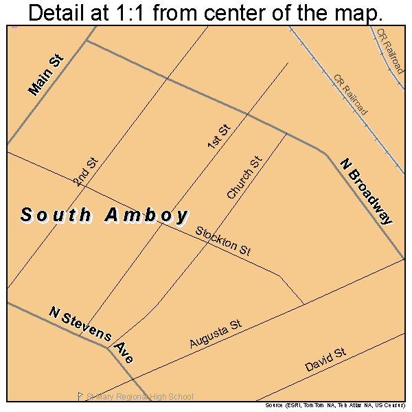 South Amboy, New Jersey road map detail