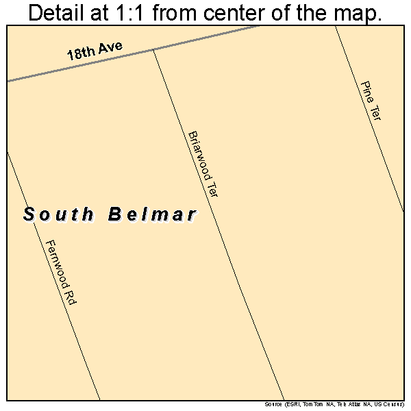 South Belmar, New Jersey road map detail