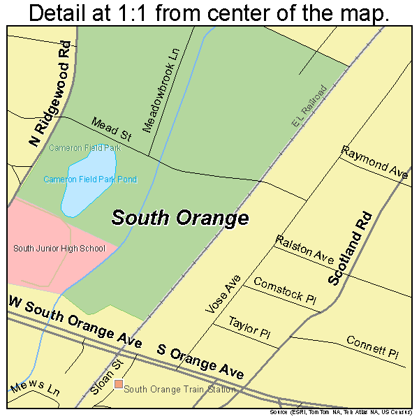 South Orange, New Jersey road map detail