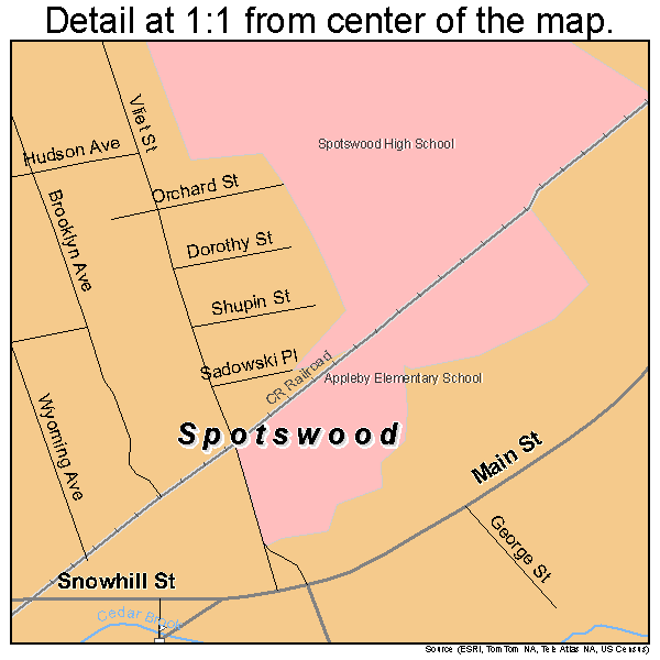 Spotswood, New Jersey road map detail
