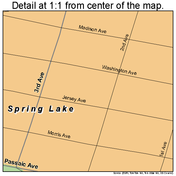 Spring Lake, New Jersey road map detail