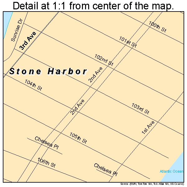 Stone Harbor, New Jersey road map detail