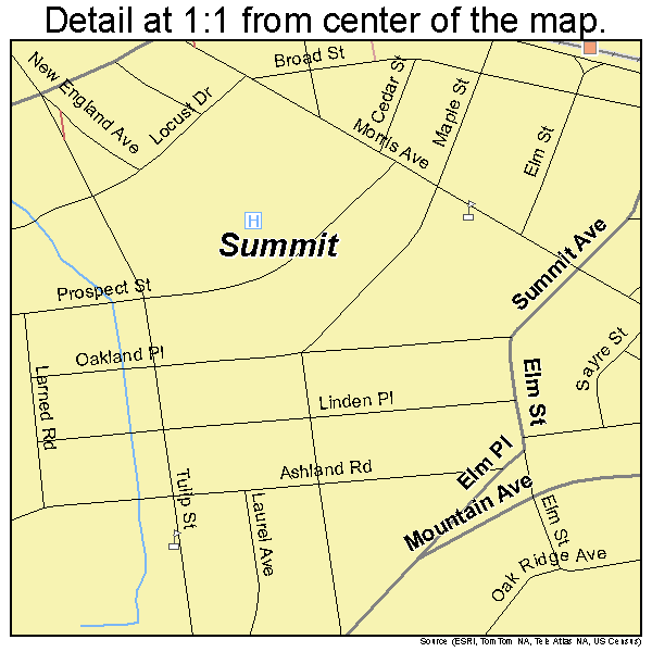 Summit, New Jersey road map detail