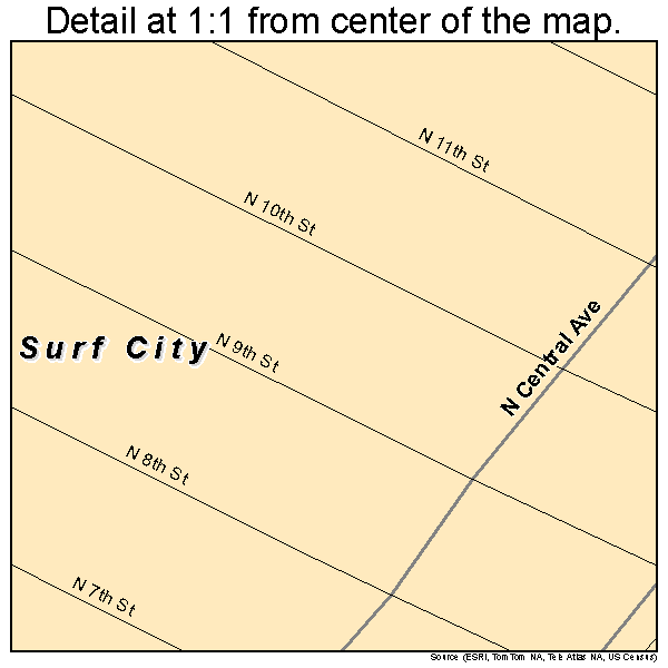 Surf City, New Jersey road map detail