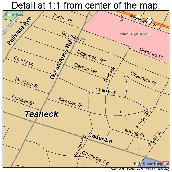 Teaneck, New Jersey road map detail