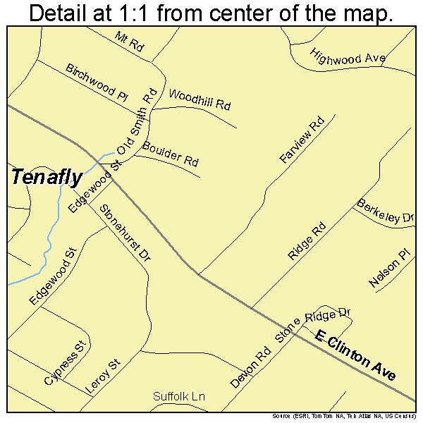 Tenafly, New Jersey road map detail
