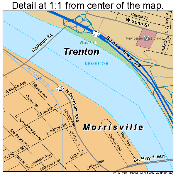 Trenton, New Jersey road map detail