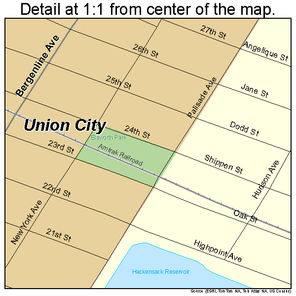Union City, New Jersey road map detail