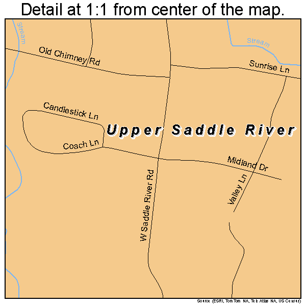 Upper Saddle River, New Jersey road map detail