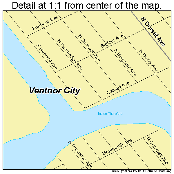 Ventnor City, New Jersey road map detail