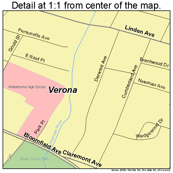 Verona, New Jersey road map detail