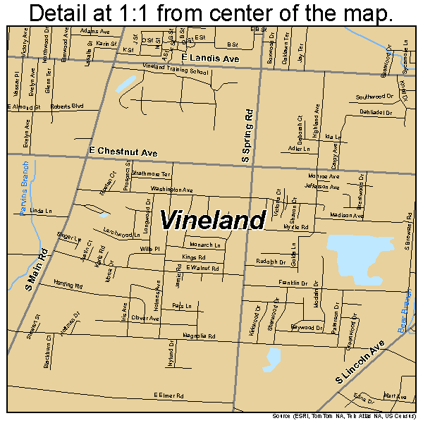 Vineland, New Jersey road map detail