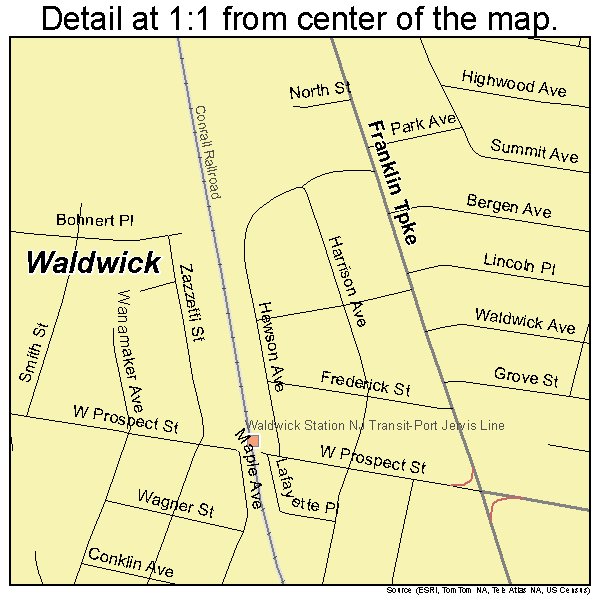 Waldwick, New Jersey road map detail