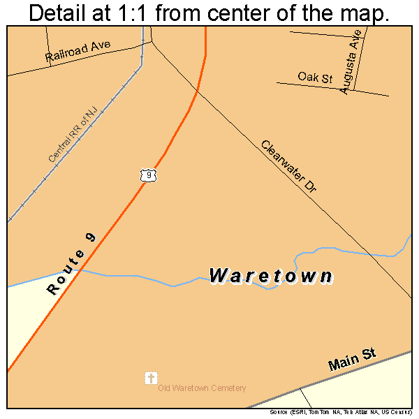 Waretown, New Jersey road map detail