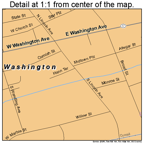 Washington, New Jersey road map detail