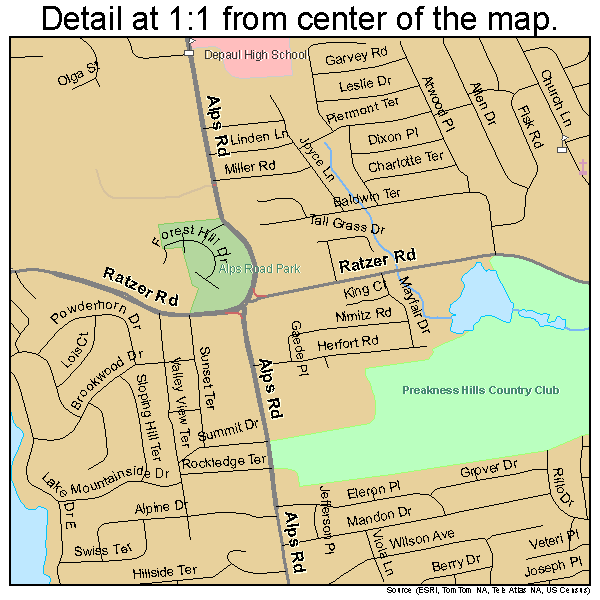 Wayne, New Jersey road map detail