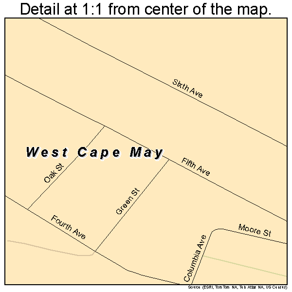 West Cape May, New Jersey road map detail