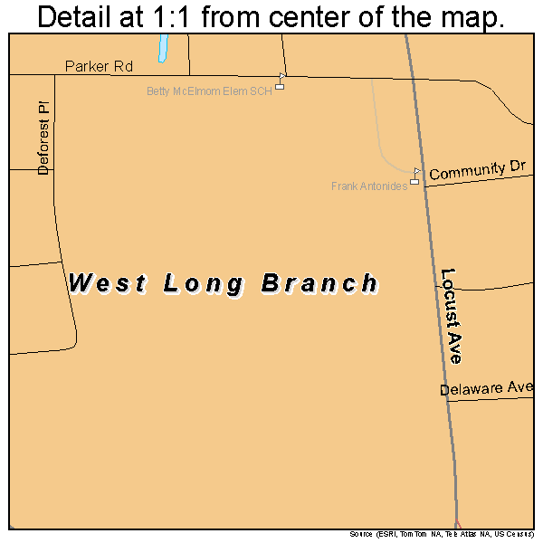 West Long Branch, New Jersey road map detail