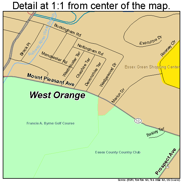 West Orange, New Jersey road map detail