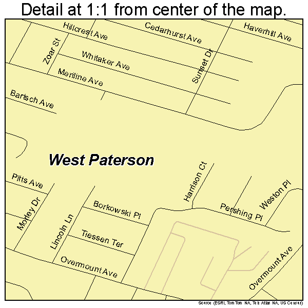 West Paterson, New Jersey road map detail