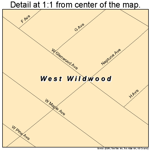 West Wildwood, New Jersey road map detail