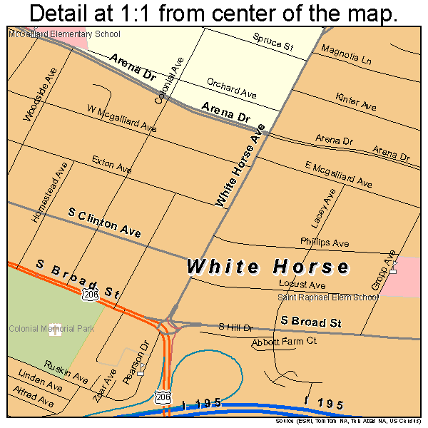White Horse, New Jersey road map detail