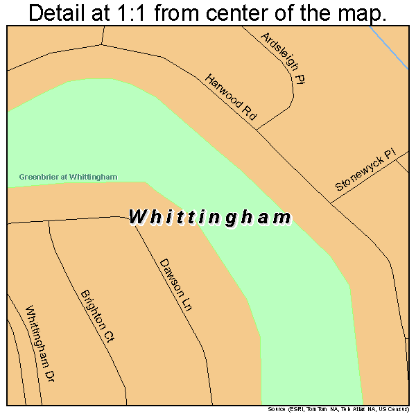 Whittingham, New Jersey road map detail