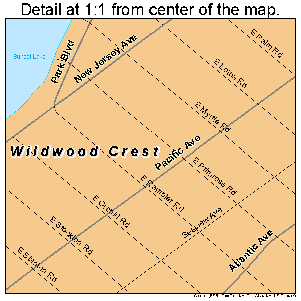 Wildwood Crest, New Jersey road map detail