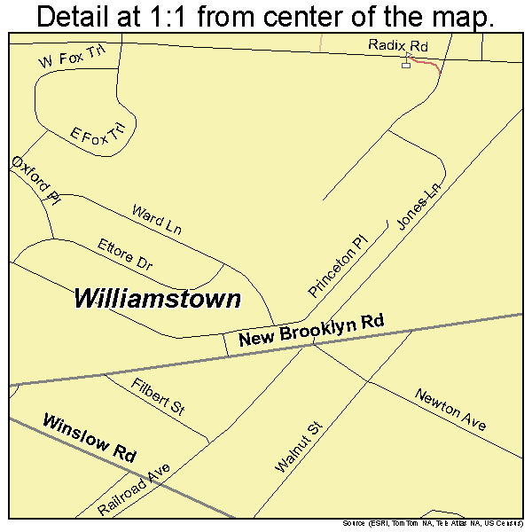 Williamstown, New Jersey road map detail