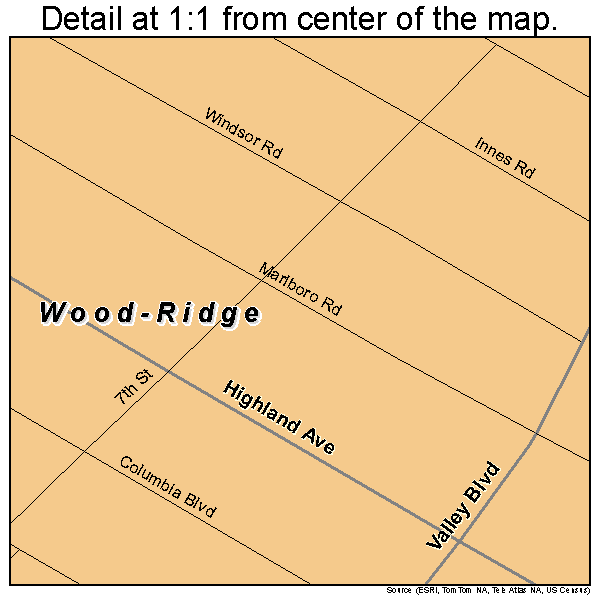 Wood-Ridge, New Jersey road map detail