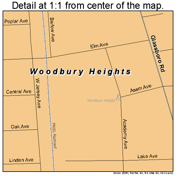 Woodbury Heights, New Jersey road map detail