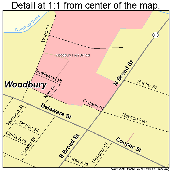 Woodbury, New Jersey road map detail