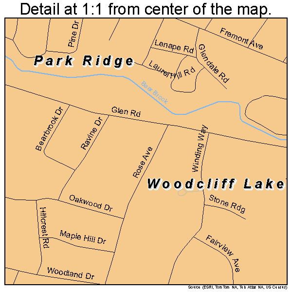 Woodcliff Lake, New Jersey road map detail