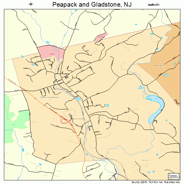 Peapack and Gladstone, NJ street map