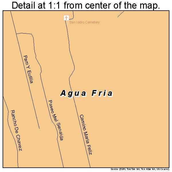 Agua Fria, New Mexico road map detail