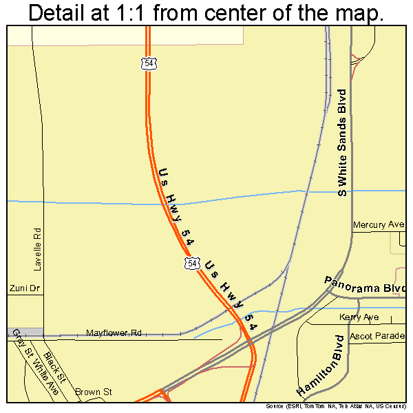Alamogordo, New Mexico road map detail