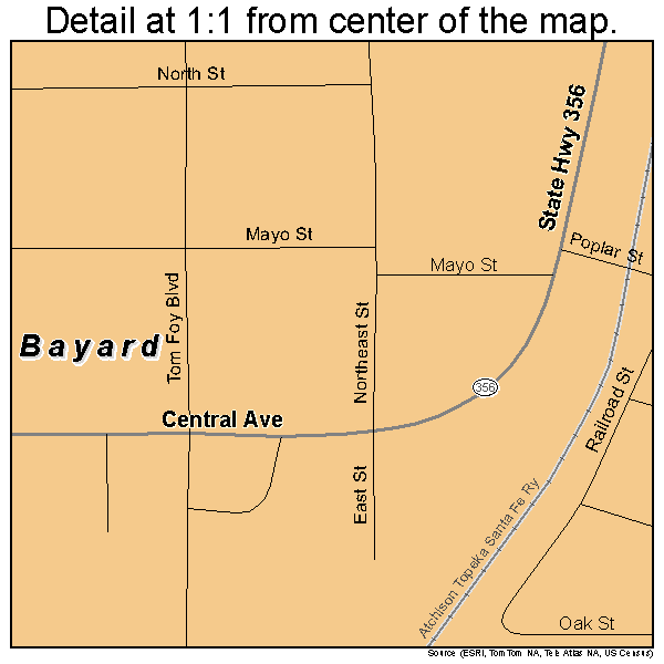 Bayard, New Mexico road map detail